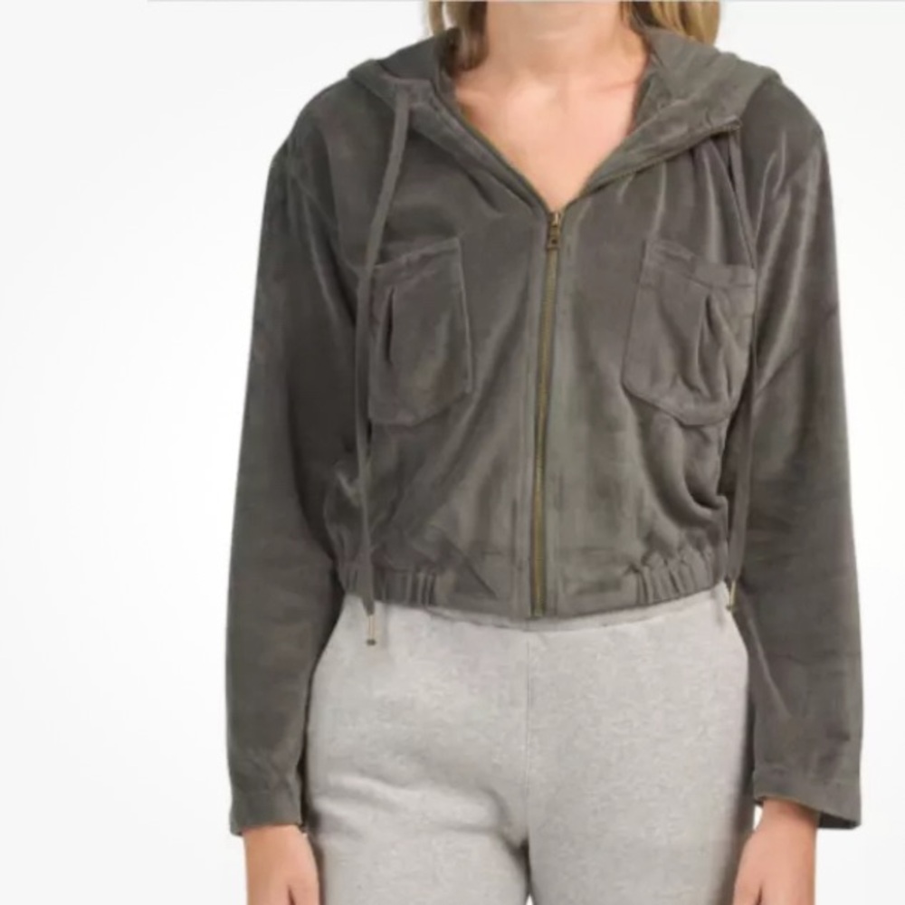 Young Fabulous & Broke Fritzy Velour Cropped Zipped Hoodie,Medium Cozy Chic